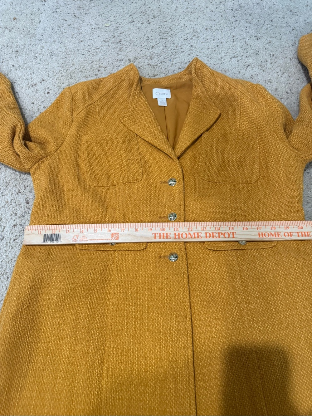 Chico’s Mustard Yellow Tailored Button Front Coat - Picture 12 of 16